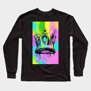 Pink Yellow Green Blue Crown Long Sleeve T-Shirt